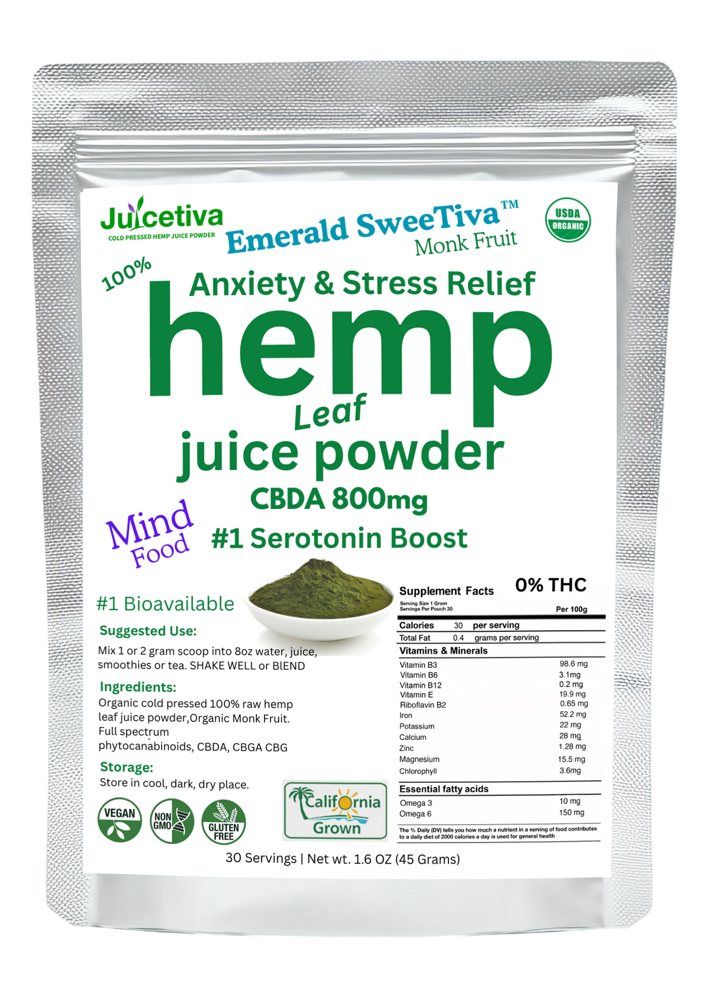STRESS Emerald SweetTiva™ Hemp Juice