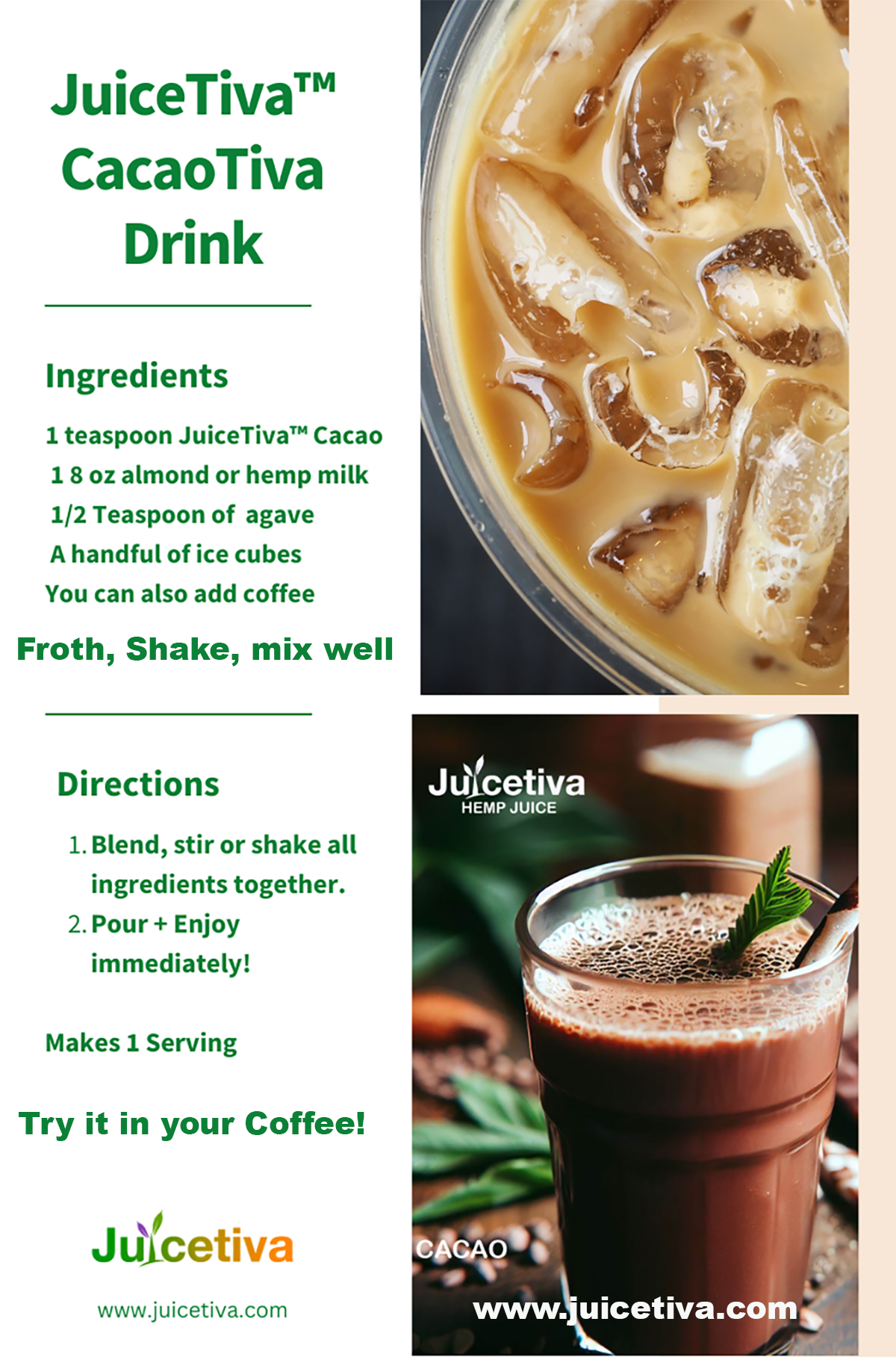 JuiceTiva - ChocolaTiva™ – Hemp Juice + Cacao Blend | 30 Servings