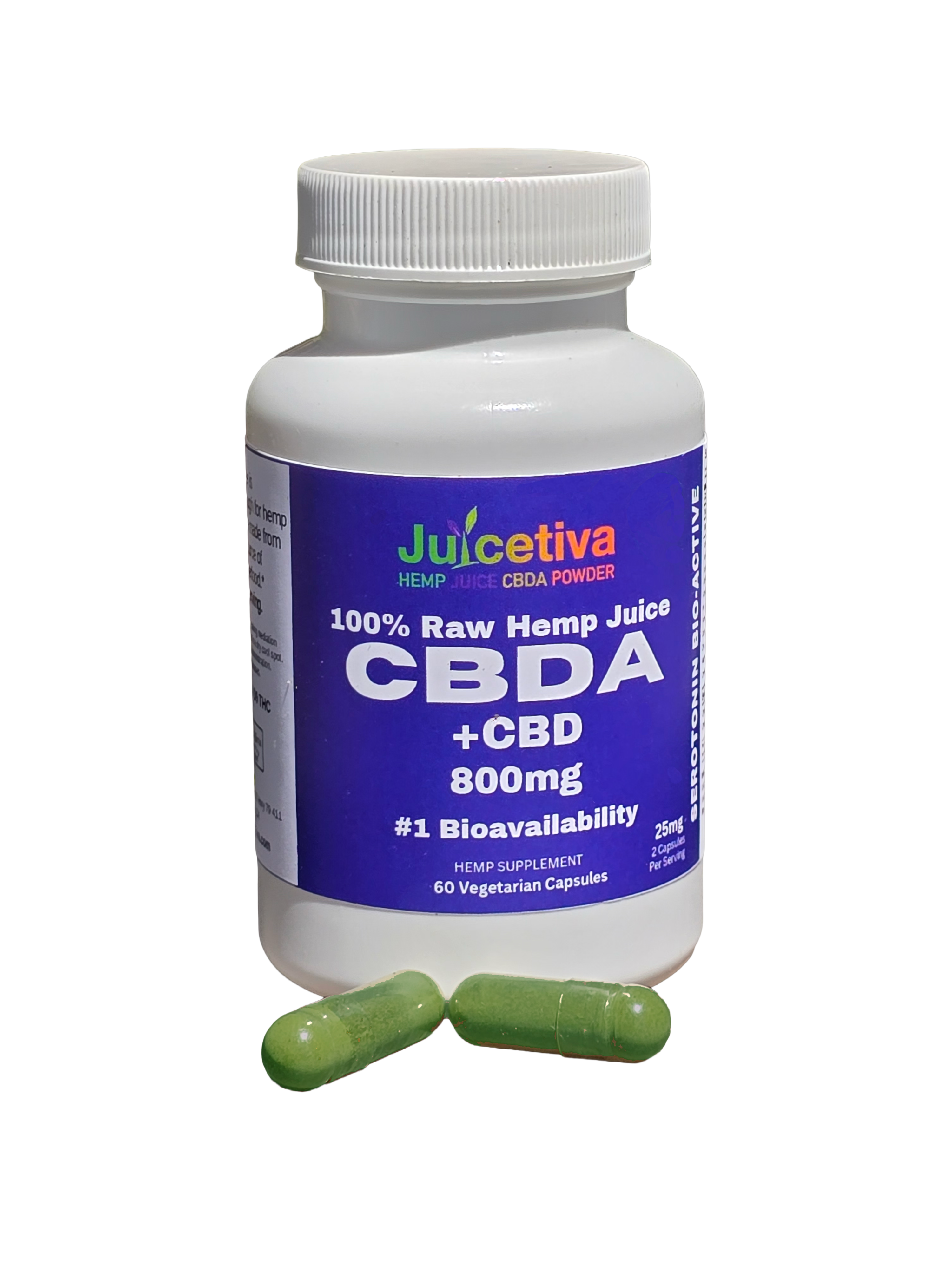 JuiceTiva Capsules: 100% Hemp Juice Powder CBDa +CBD