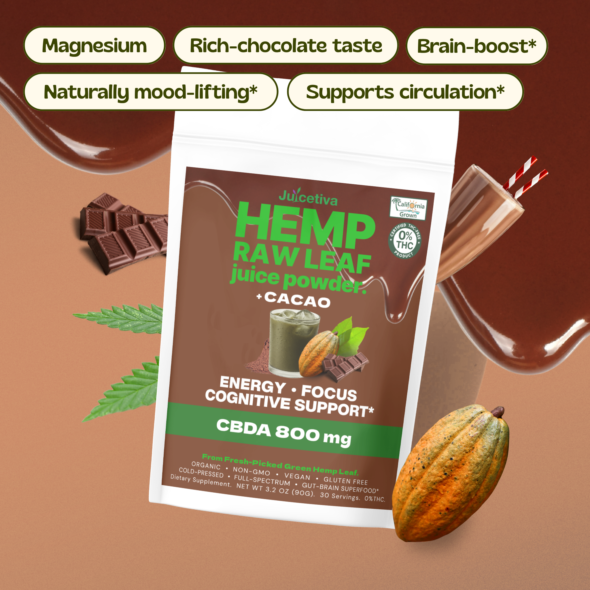 JuiceTiva - ChocolaTiva™ – Hemp Juice + Cacao Blend | 30 Servings