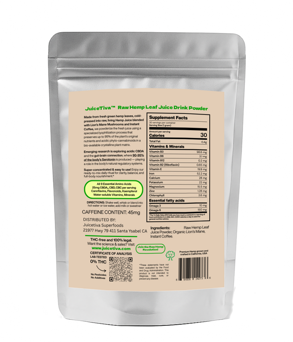 CoffeeTiva - Energy/Focus- 30 Day — Hemp Leaf Juice + Lion's Mane + Coffee Blend