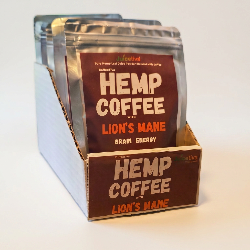 Wholesale Hemp Coffee Lions Mane with Hemp Leaf Juice mixed 12 /30 day Bags