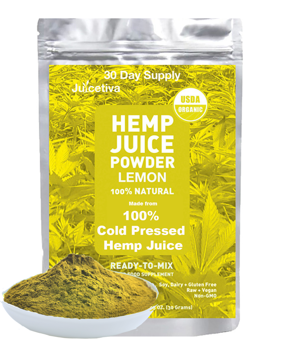 JuiceTiva Hemp Juice Natural + Raw Lemon 30 Day and 60 Day