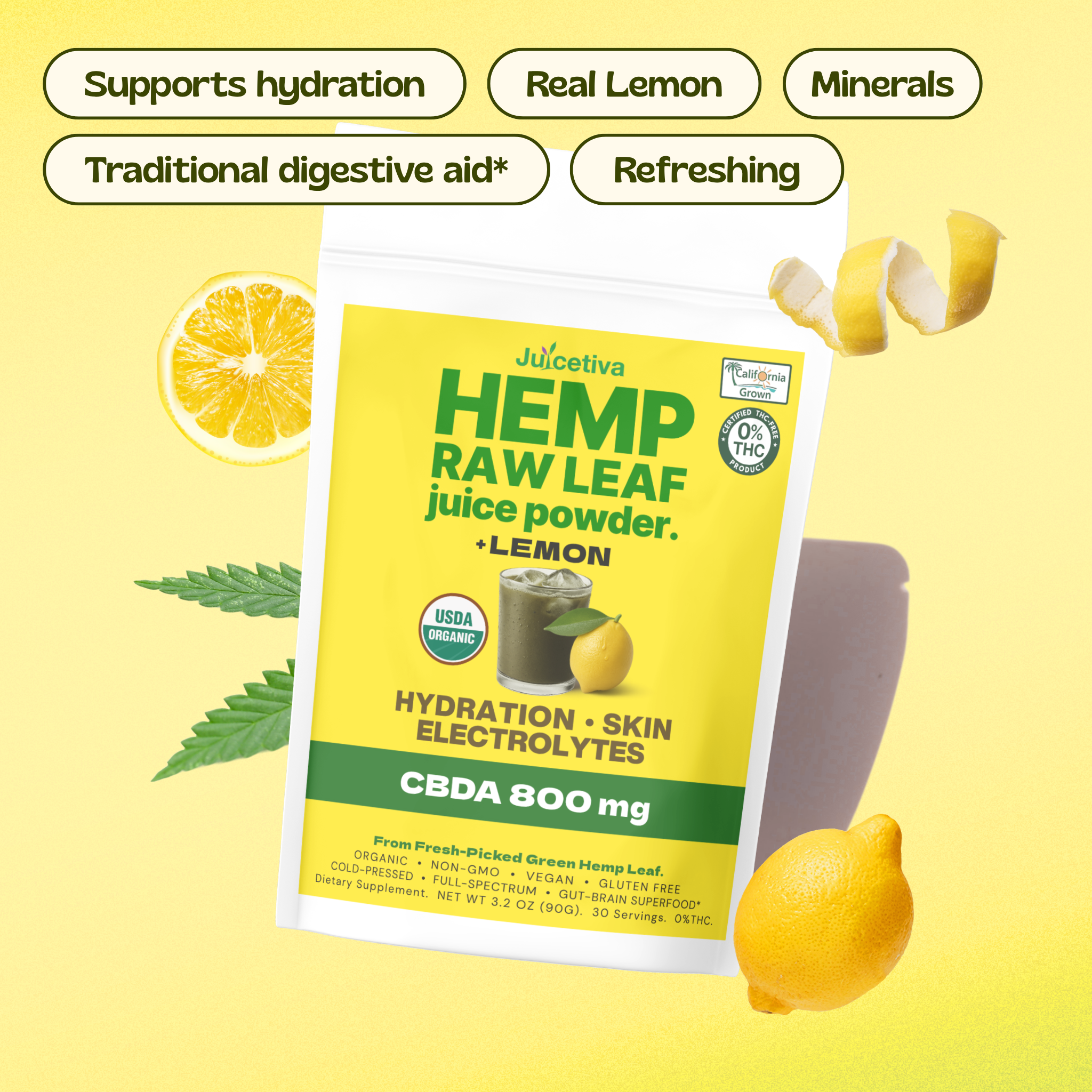 LemonTiva™ – Hemp Juice + Lemon Juice Powder | 30 Servings