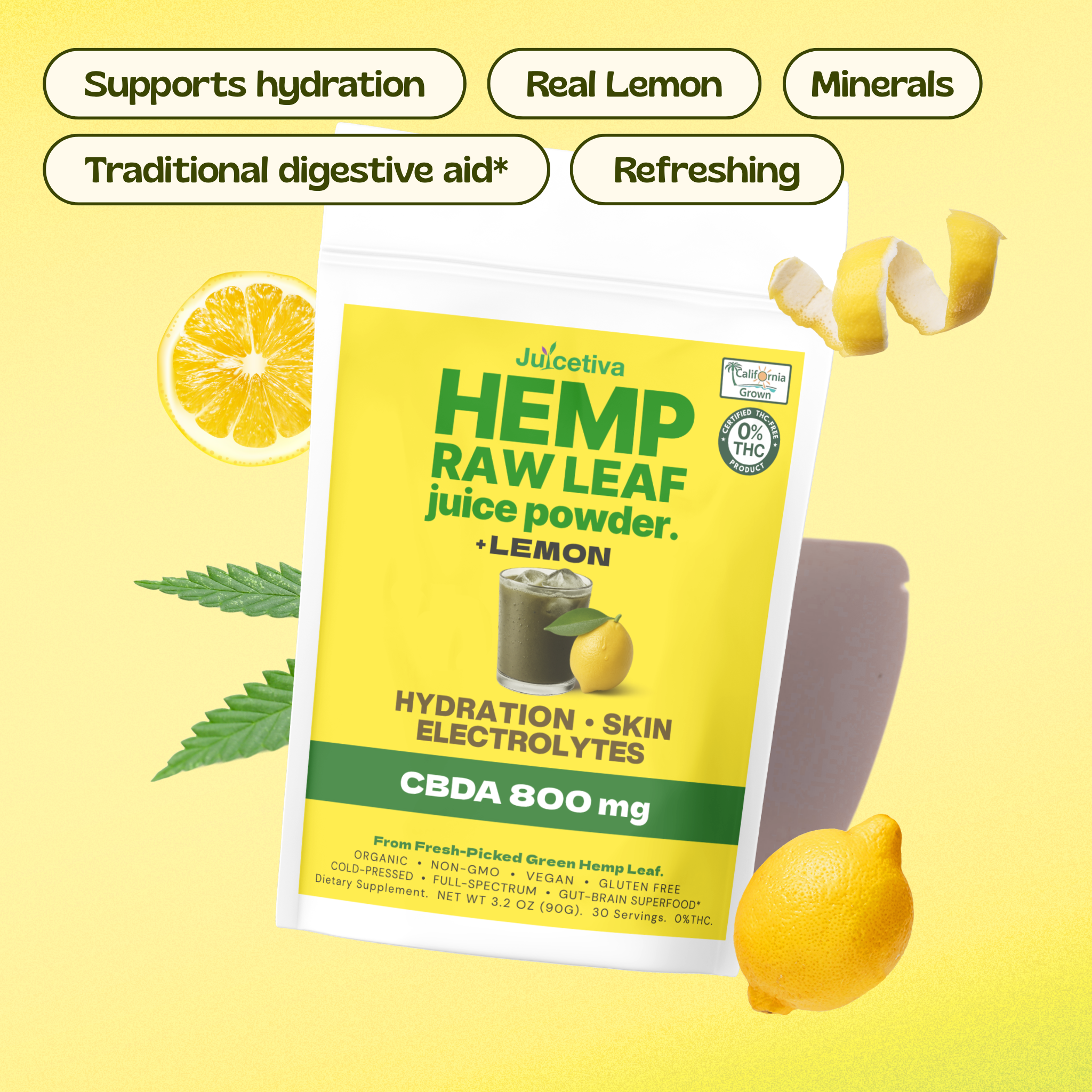 JuiceTiva  Hemp Juice + Lemon Juice- LemonTiva | 30 Servings