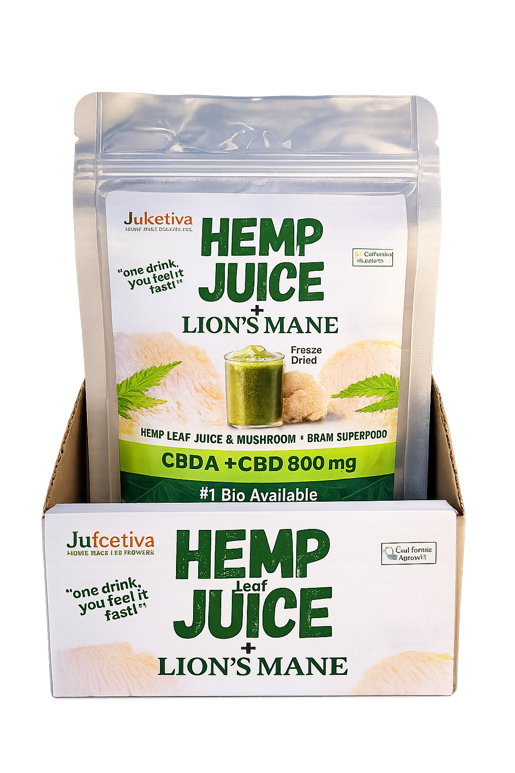 Wholesale Lions Mane with Hemp Leaf Juice mixed 12 /30 day Bags
