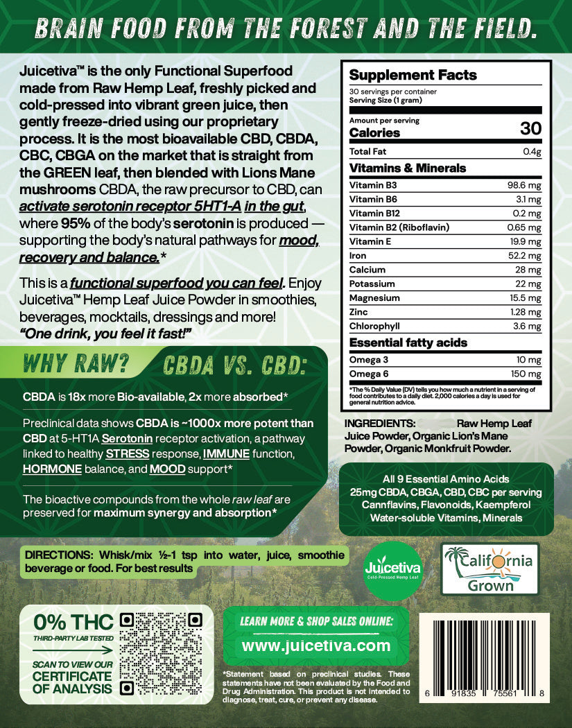 Memory & Focus - 30 Day— Hemp Leaf Juice + Lion's Mane Blend