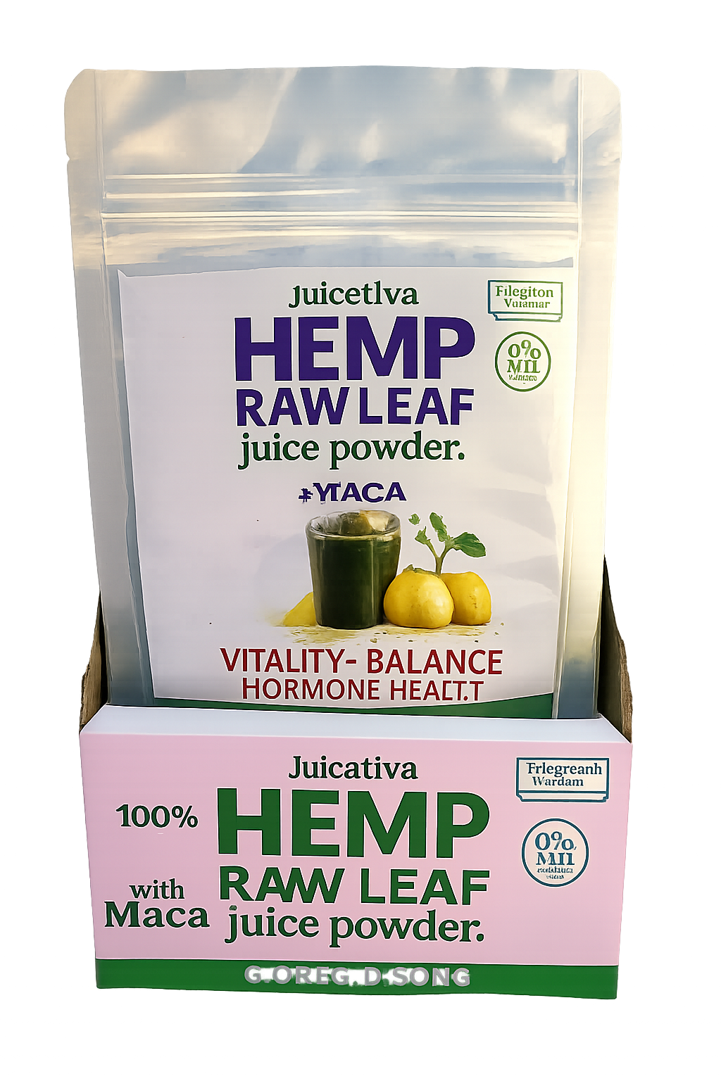 Wholesale: Case Pack: 12 Hemp Leaf Juice 30 Day Packs - Maca