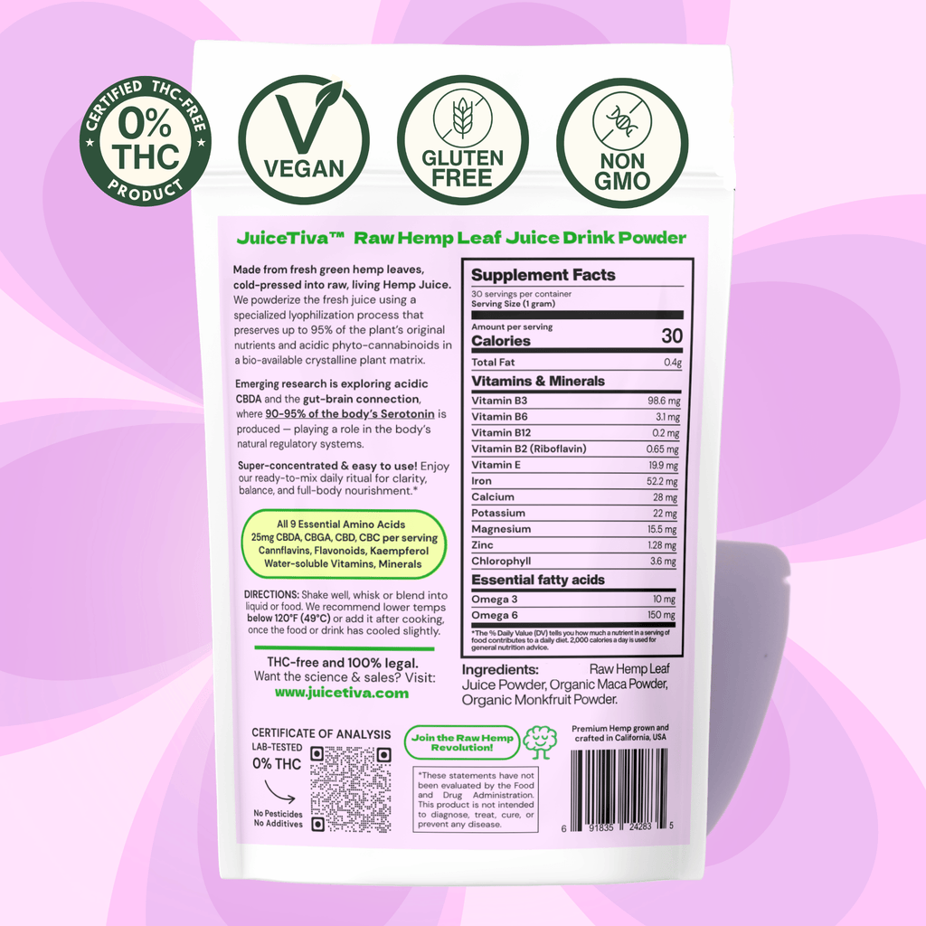 Mood Balance Stamina — Hemp Leaf Juice + Maca Blend, 30 Day