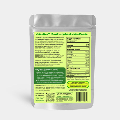 30 Servings RECOVERY JuiceTiva Sweetiva – Hemp Leaf Juice + Monkfruit