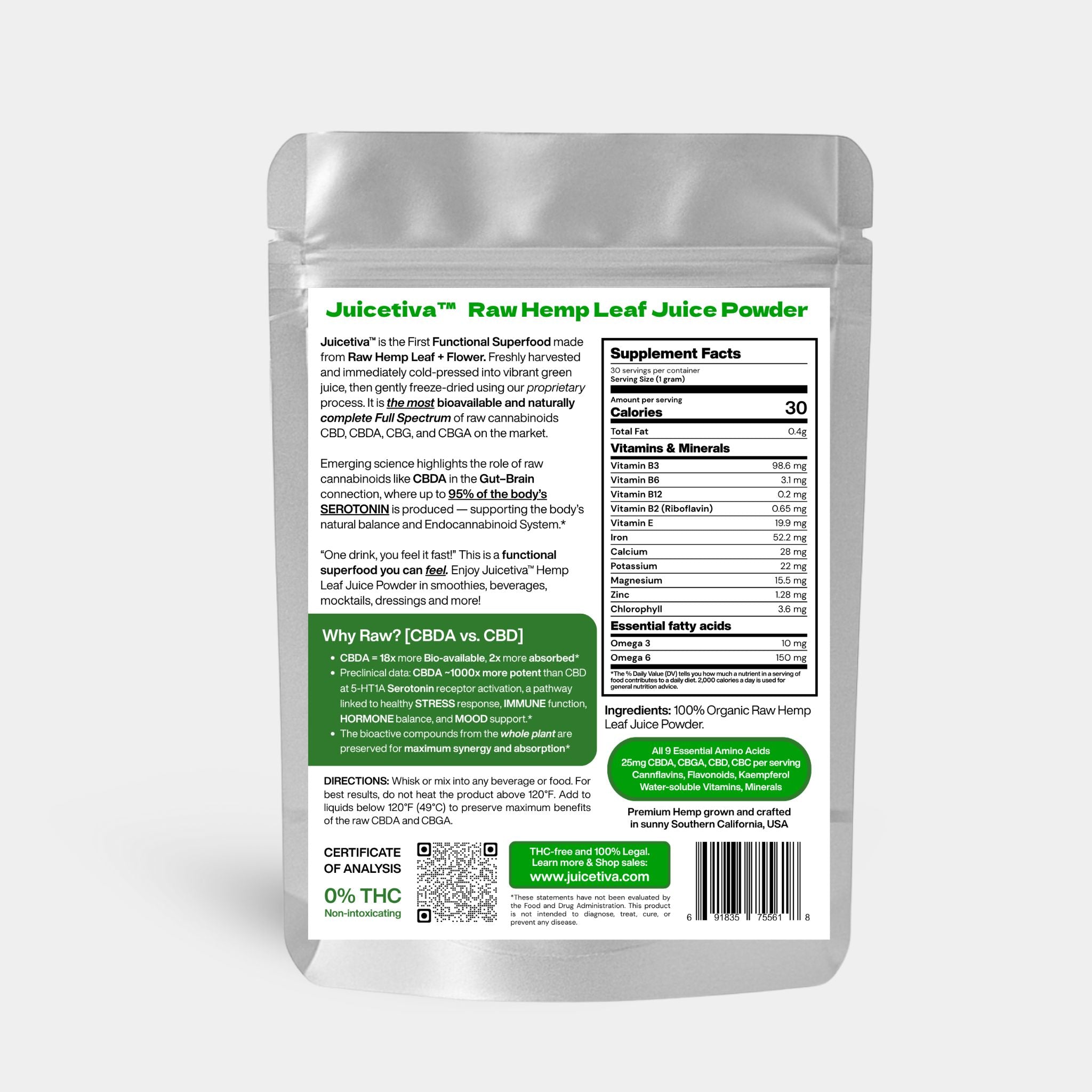 Juicetiva™ Natural – 100% Raw Hemp Juice Powder